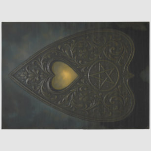 Papier Mousseline Planchette noire mystique avec Pentagramme et Coeu