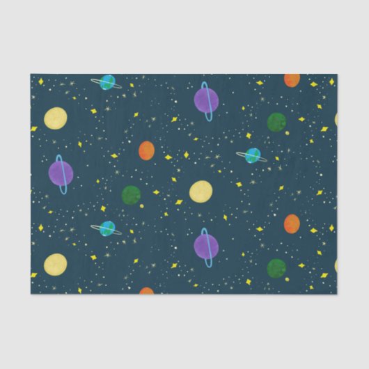 Papier Mousseline Planètes et étoiles spatiales en Galaxie inconnue (Recto)