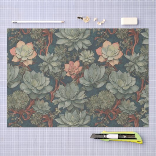 Papier Mousseline Plante Lover Succulents Motif (Artisanat)