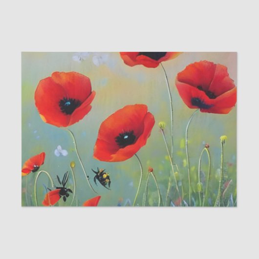 Papier Mousseline Plantes de Red Poppies (Recto)