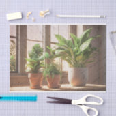 Papier Mousseline Plantes Ménages Par Une Fenêtre Découpage (Artisanat)