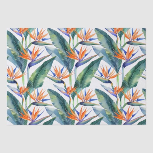 Papier Mousseline Plantes tropicaux et motif de fleurs (Recto)