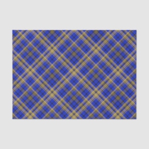 Papier Mousseline Plaque de tartan bleu et jaune.