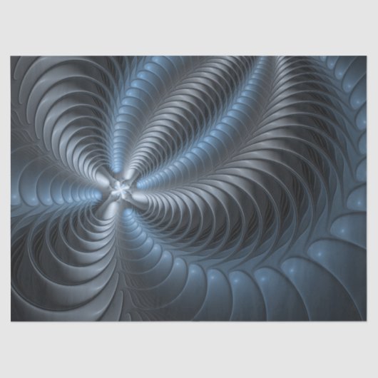 Papier Mousseline Plastique bleu gris 3D Fractal Art moderne Abstrai (Recto)