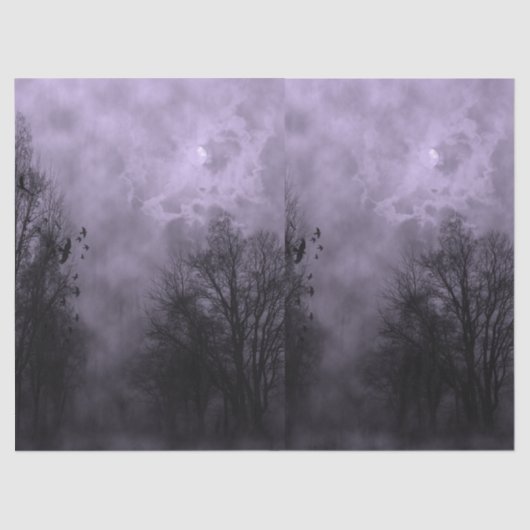 Papier Mousseline Pleine lune Avec Papier Tissu Purple Mist Ravens (Recto)
