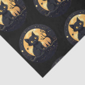 Papier Mousseline Pleine lune de chat noir Halloween noir céleste (Détail)
