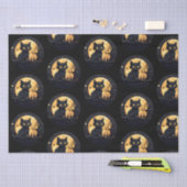 Papier Mousseline Pleine lune de chat noir Halloween noir céleste (Artisanat)