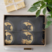 Papier Mousseline Pleine lune de chat noir Halloween noir céleste (Cadeau)