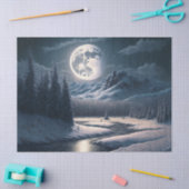 Papier Mousseline Pleine lune Découpage paysage neigeux (Artisanat)