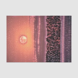 Papier Mousseline Pleine Lune Étoiles Orange Violet Coucher de Solei
