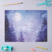 Papier Mousseline Pleine lune Hiver Forêt violette Découpage (Artisanat)