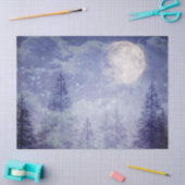 Papier Mousseline Pleine lune Hiver Pine Tree Forêt Découpage (Artisanat)