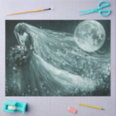 Papier Mousseline Pleine lune Mariage de squelette monochrome de déc (Artisanat)