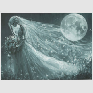 Papier Mousseline Pleine lune Mariage de squelette monochrome de déc