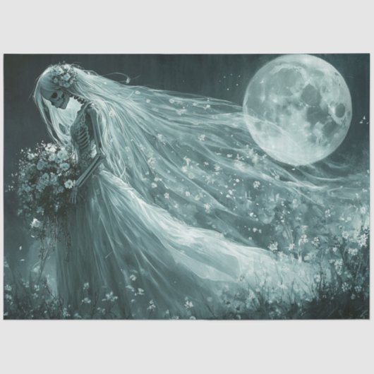 Papier Mousseline Pleine lune Mariage de squelette monochrome de déc (Recto)
