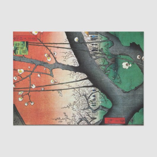 Papier Mousseline Plum à fleurs, Hiroshige (Recto)