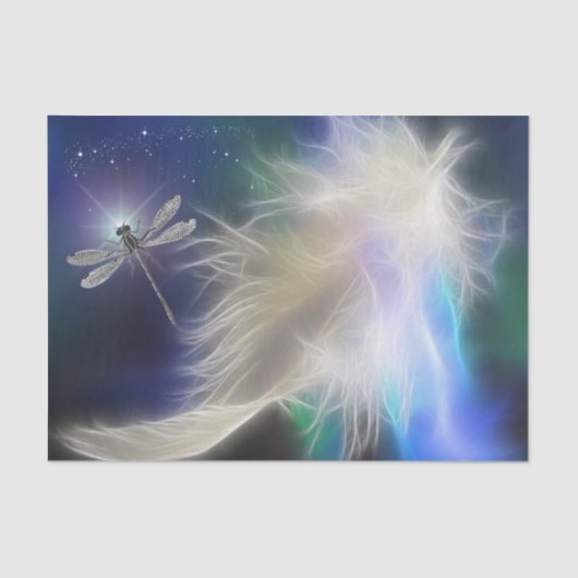 Papier Mousseline Plume d'ange et libellule 2 (Recto)