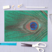 Papier Mousseline Plume de paon sur le vert (Artisanat)