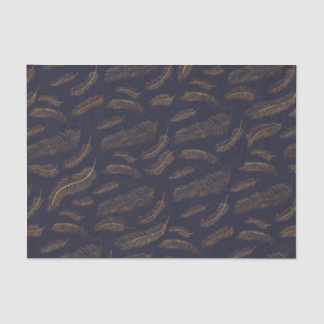 Papier Mousseline Plume d'or imprimée