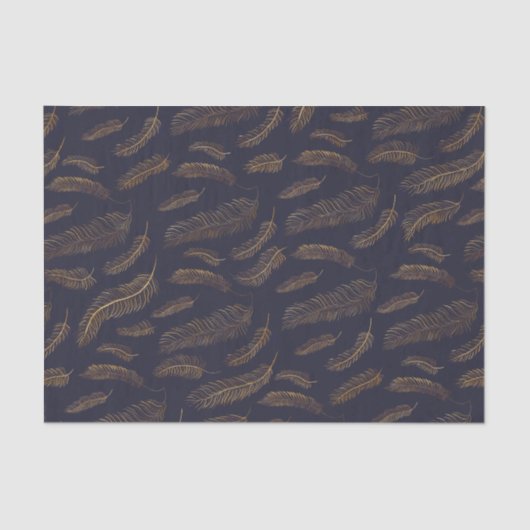 Papier Mousseline Plume d'or imprimée (Recto)