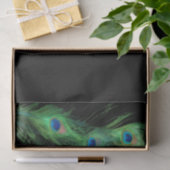 Papier Mousseline Plume verte et noire de paon (Cadeau)