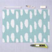 Papier Mousseline Plumes bleues et blanches (Artisanat)