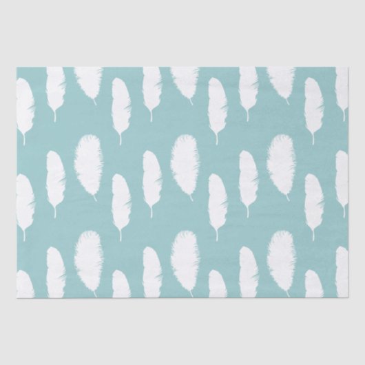 Papier Mousseline Plumes bleues et blanches (Recto)