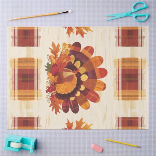 Papier Mousseline Plumes d'Automne (Artisanat)