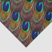 Papier Mousseline Plumes de bleu et de pourpre de paon (Détail)