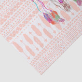 Papier Mousseline Plumes de crâne de Taureau d'aquarelle et Aztèque (Détail)