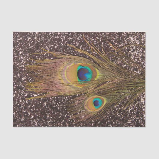 Papier Mousseline Plumes de paon avec Parties scintillant (Recto)