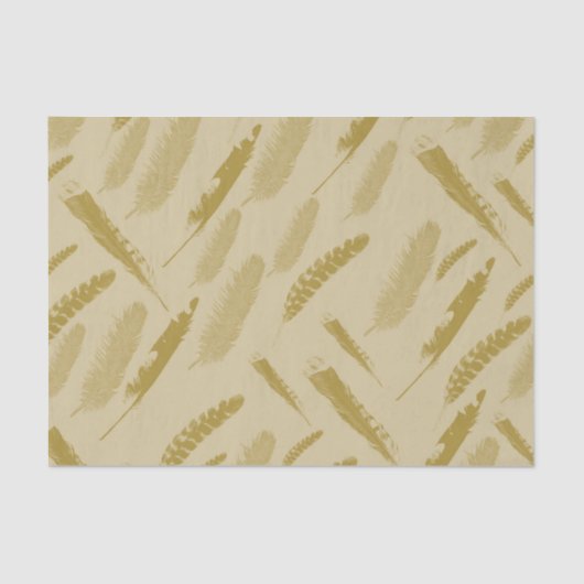 Papier Mousseline Plumes d'oiseau d'or (Recto)