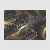 Papier Mousseline Plumes d'or en noir (Recto)