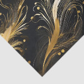 Papier Mousseline Plumes d'or en noir (Détail)