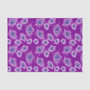 Papier Mousseline Plumes d'orchidée Peacock sur Amethyst violet