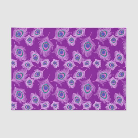 Papier Mousseline Plumes d'orchidée Peacock sur Amethyst violet (Recto)