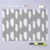 Papier Mousseline Plumes grises et blanches (Artisanat)
