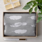 Papier Mousseline Plumes grises et blanches (Cadeau)