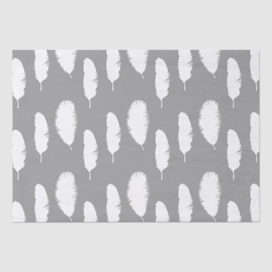 Papier Mousseline Plumes grises et blanches (Recto)