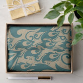 Papier Mousseline Plumes Peacock à crème turquoise (Cadeau)