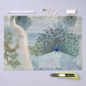 Papier Mousseline Plumes Peacock Découpage d'artisanat bleu et blanc (Artisanat)