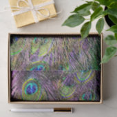 Papier Mousseline plumes violettes de paon (Cadeau)