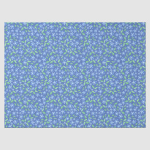 Papier Mousseline Plutôt Ditsy Periwinkkt bleu vert motif floral