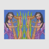 Papier Mousseline Plutôt sombre Haired Purple Mermaid Harp Océan (Recto)