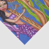 Papier Mousseline Plutôt sombre Haired Purple Mermaid Harp Océan (Détail)
