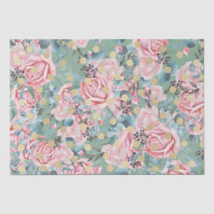 Papier Mousseline Pneuka rose fleurie point vintage motif de fleurs