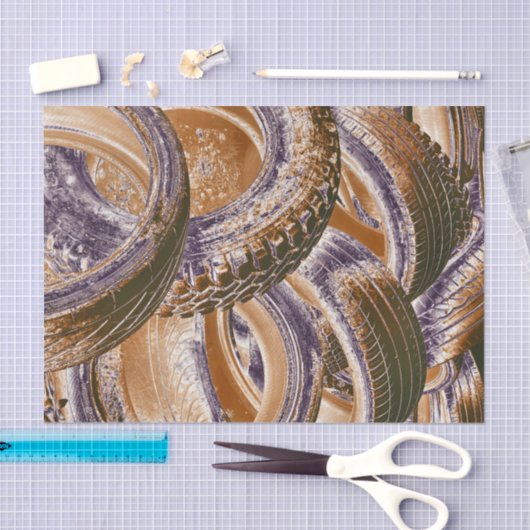 PAPIER MOUSSELINE PNEUS (Artisanat)