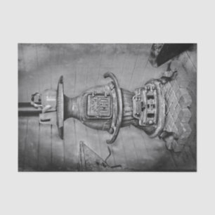 Papier Mousseline Poêle à bois rustique noir et blanc antique vintag