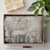 Papier Mousseline Poinsettia de cuve victorienne noire et blanche (Cadeau)