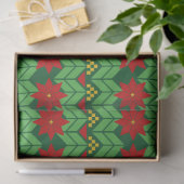 Papier Mousseline Poinsettia Flowers Red Gold and Green Holiday (Cadeau)